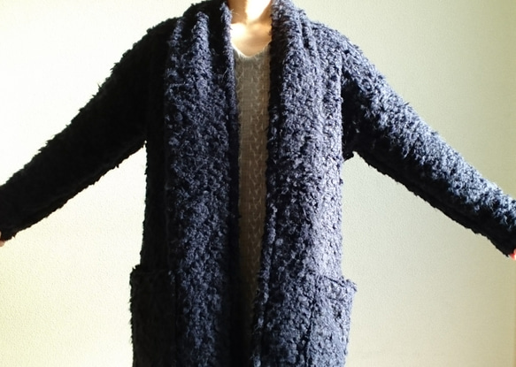 <Creema数量限定>新作 Italiana moco moco  long cardigan　 ðark navy　 6枚目の画像