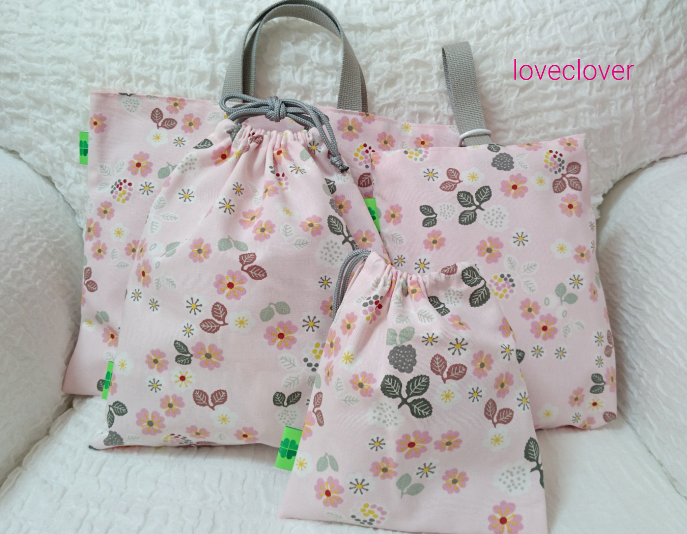 <Creema限定>北欧 lessonbag,shosecase&2purses =sakura iro=