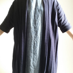 <Creema限定>即納ラスト1点！ NAVY  long cardigan　cotton100% 3枚目の画像