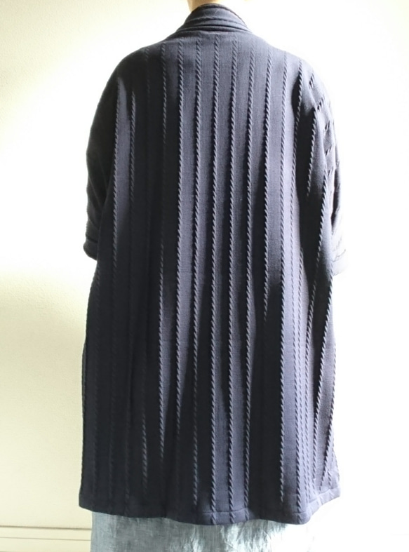 <Creema限定>即納ラスト1点！ NAVY  long cardigan　cotton100% 5枚目の画像