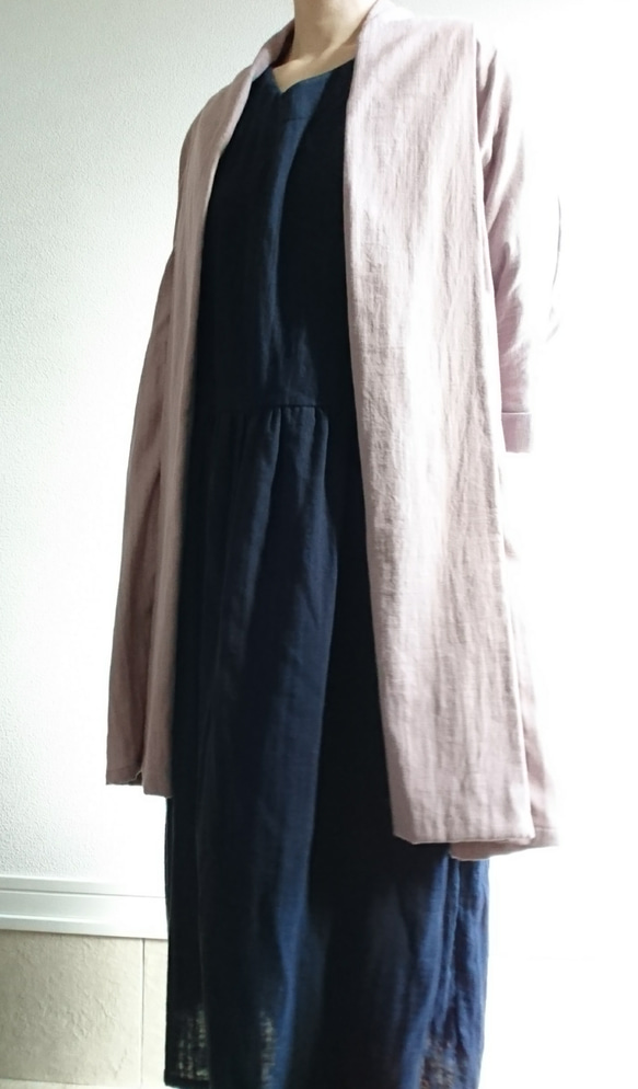 <Creema限定> 秋色 Mauve pink  long cardigan　double gauze 4枚目の画像