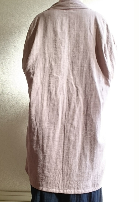 <Creema限定> 秋色 Mauve pink  long cardigan　double gauze 5枚目の画像