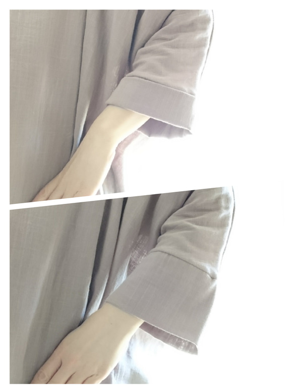 <Creema限定> 秋色 Mauve pink  long cardigan　double gauze 6枚目の画像