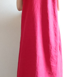 <creema限定>Flare sleeve onepiece Japanese linen  茜色 6枚目の画像