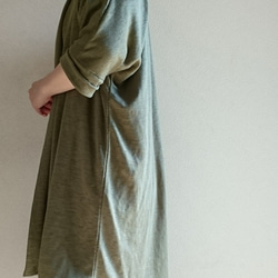 <Creema数量限定>  pistachio green ロングカーディガン　linen100 %　 8枚目の画像