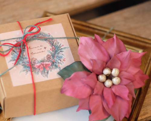 アンティークレッド の ポインセチア クリスマス コサージュ