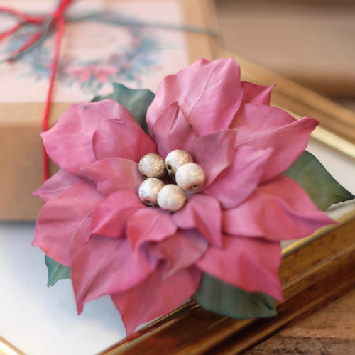 アンティークレッド の ポインセチア クリスマス コサージュ