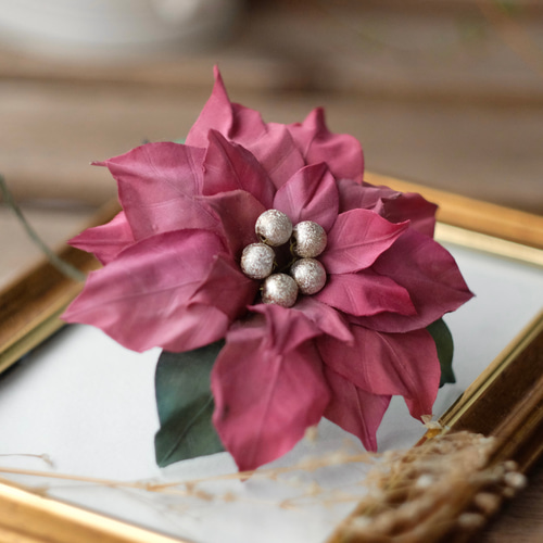 アンティークレッド の ポインセチア クリスマス コサージュ