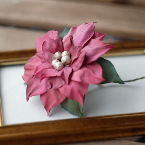 アンティークレッド の ポインセチア クリスマス コサージュ