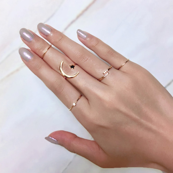 【7号】14K Gold Filled スパークル Dainty スタッキング ピンキー リング 9枚目の画像