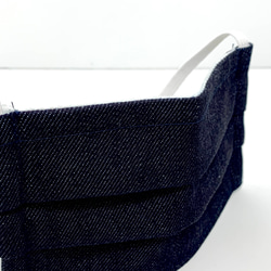 HAJIME AYUMU 高級児島デニム&ダブルガーゼ デザイン折り畳み式マスク インディゴブルー 4枚目の画像