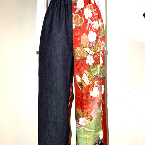 現品1点のみ‼︎】HAJIME AYUMU 高級児島デニム&高級和柄着物 リメイク  
