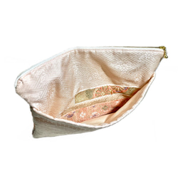 【現品1点限り‼︎】HAJIME AYUMU 花柄刺繍高級着物帯リメイクデザインセカンドバッグ ピンク 5枚目の画像