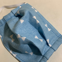 HAJIME AYUMU リボン柄ダブルガーゼ折り畳み式マスク ブルー サイズ選択可 5枚目の画像