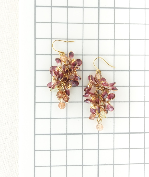 GEF004 Lilac ( wine red / burgundy ) 揺れる小花たち 【 サージカルステンレス 】 6枚目の画像