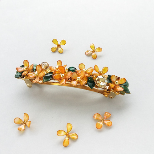 金木犀 バレッタ 8cm 【受注制作】 バレッタ 手作り工房 NA-MIA 通販