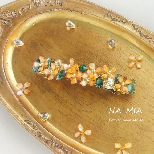 金木犀 バレッタ 8cm 【受注制作】 バレッタ 手作り工房 NA-MIA 通販