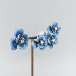 blue rose アンティークブルー のお花　【両耳】ピアス・イヤリング（直径20mm）＆ 【片耳】イヤーカフ 6枚目の画像