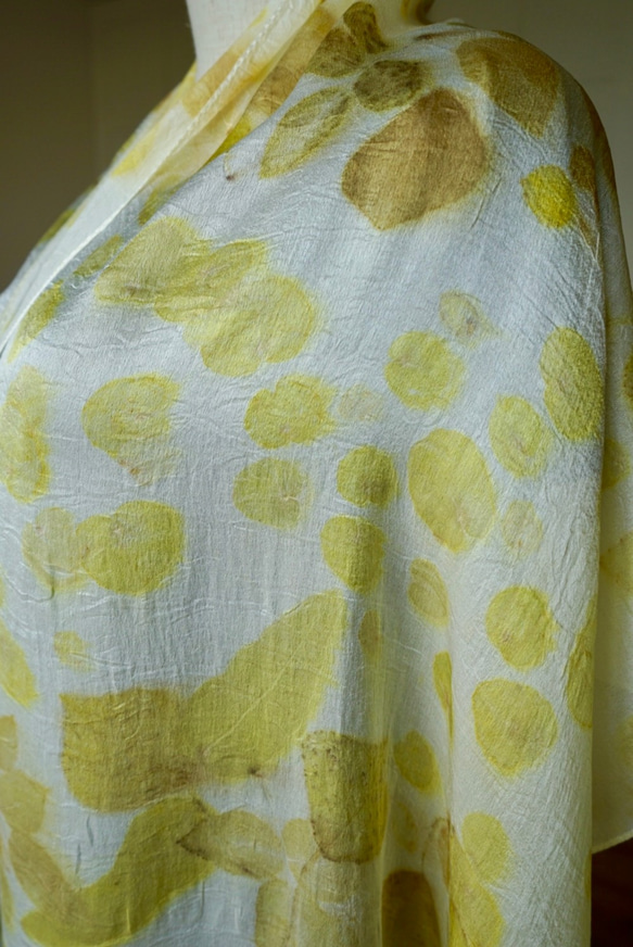 初夏之葉 植物移印染.植物印染圍巾, Natural dye. eco printed 第7張的照片