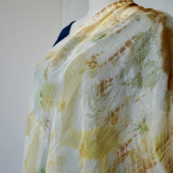 シダとフラワーシースティ天然染料工場印刷と染色100％純粋なシルクスカーフ 2枚目の画像