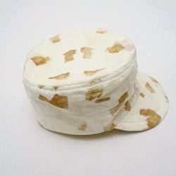 造型軍帽 / 平頂帽 -洋蔥皮植物印染~eco print 純手工車縫 第2張的照片