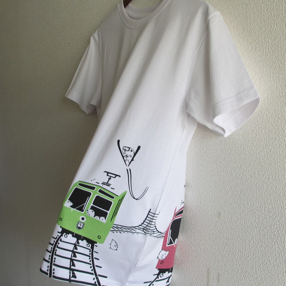 ウミキリン　つながるTシャツ（レトロケーブルカー）おとなサイズ　リンクコーデ 4枚目の画像