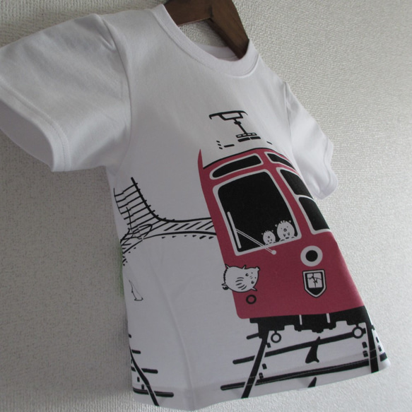 ウミキリン　つながるTシャツ（レトロケーブルカー）こどもサイズ　　リンクコーデ 4枚目の画像