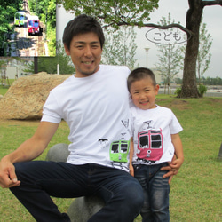 ウミキリン　つながるTシャツ（レトロケーブルカー）こどもサイズ　　リンクコーデ 5枚目の画像