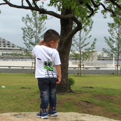 ウミキリン　つながるTシャツ（レトロケーブルカー）こどもサイズ　　リンクコーデ 6枚目の画像