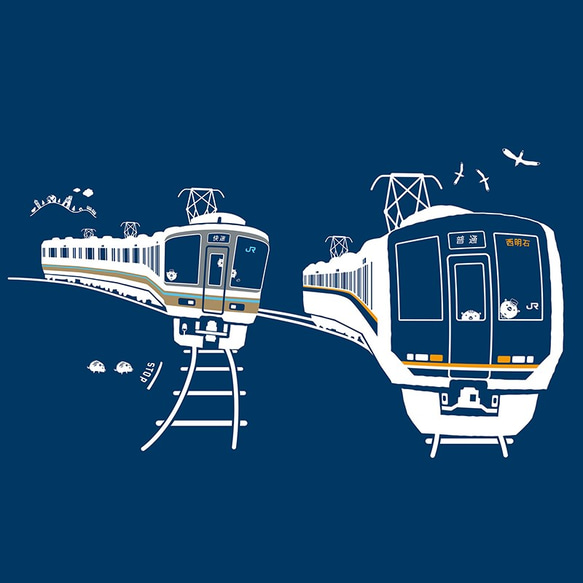 こどもTシャツ　ブルー（ＪＲ西日本　普通＆快速電車） 8枚目の画像