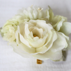 アイボリーなバラとアジサイ･小花の3way布花コサージュ　＃C-2 3枚目の画像