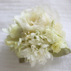 アイボリーなバラとアジサイ･小花の3way布花コサージュ　＃C-2 4枚目の画像