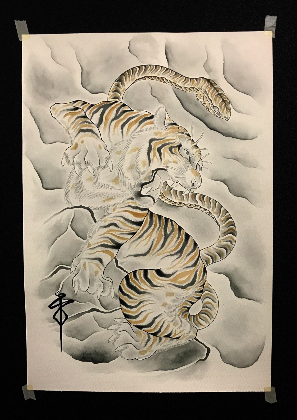 虎と蛇 虎蛇 絵画 Eiscreem 通販 4401531｜Creema(クリーマ)