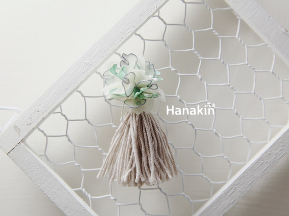 Hanakin花金 花糰 綠 手作飾品耳環（一對） 第1張的照片