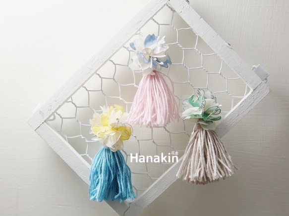 Hanakin花金 花糰 粉 手作飾品耳環(一對） 第2張的照片