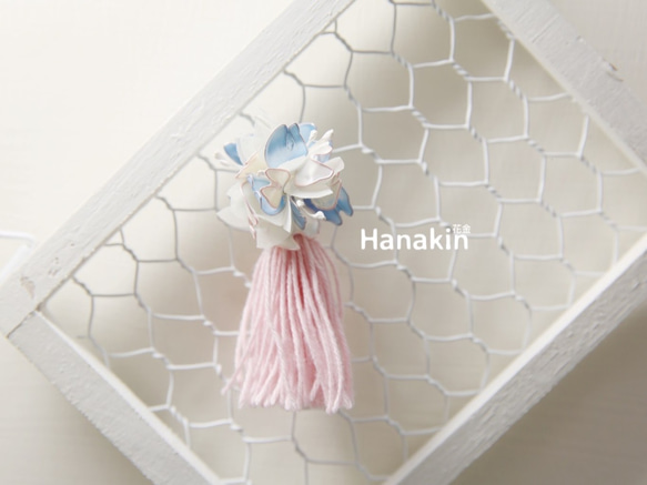 Hanakin花金 花糰 粉 手作飾品耳環(一對） 第1張的照片