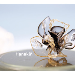 Hanakin花金 線絲編織冬花 透黑 手作飾品耳環（單顆） 第2張的照片