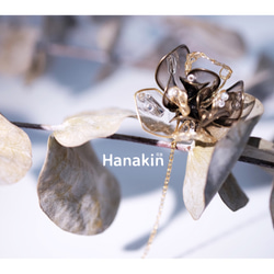 Hanakin花金 線絲編織冬花 透黑 手作飾品耳環（單顆） 第4張的照片