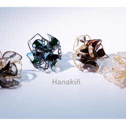 Hanakin花金 線絲編織冬花 暈染咖啡透金 手作飾品耳環（單顆） 第8張的照片