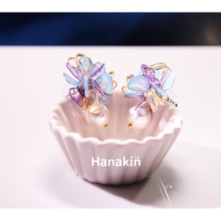 Hanakin花金 小品 紫x藍 手作飾品耳環（一對） 第1張的照片