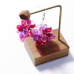 Hanakin花金 花球 透明系紫紅 手作飾品耳環 （一對） 第2張的照片
