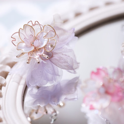 Hanakin花金  blossom 白櫻 手作樹脂飾品耳環（單顆） 第4張的照片