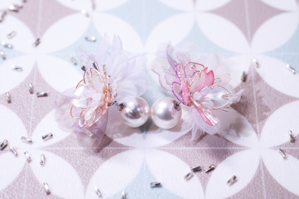 Hanakin花金  blossom 粉櫻 手作樹脂飾品耳環（單顆） 第3張的照片
