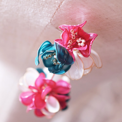 Hanakin花金 Flamenco 桃綠 手作飾品耳環 （單顆） 第4張的照片