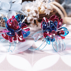Hanakin花金 花禮 藍 手作飾品耳環（一對） 第4張的照片