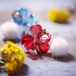 Hanakin花金 品品 紅 手作飾品耳環（一對）秋冬限定款 第2張的照片