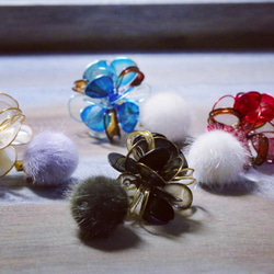 Hanakin花金 品品 紅 手作飾品耳環（一對）秋冬限定款 第5張的照片
