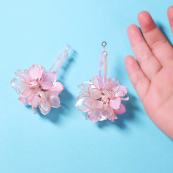 櫻花花球 手作飾品耳環（一對） 第2張的照片