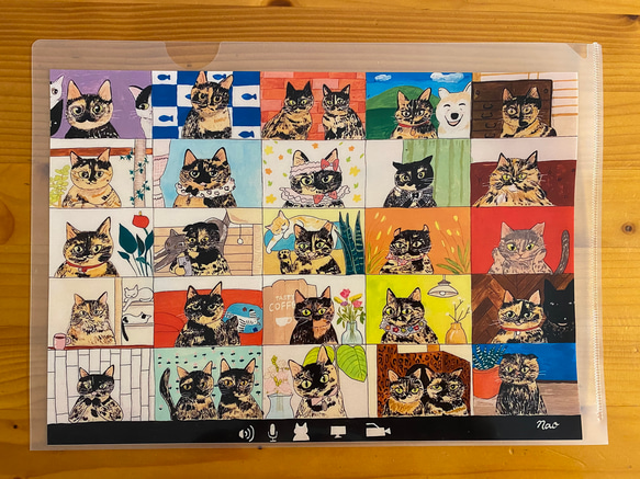 クリアファイル A4 「さび猫リモート会議　〜さび猫の地位向上委員会2〜」 1枚目の画像