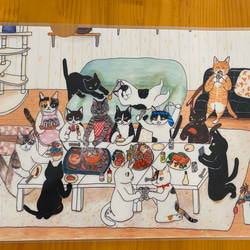 クリアファイルＡ4「猫のパーティ」 1枚目の画像